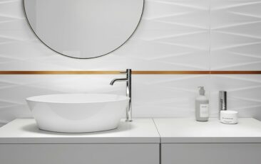 White tiles with border tile decoration