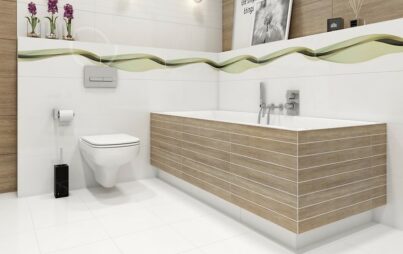 Nature bathroom design with wood decoration
