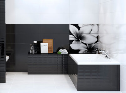 Black and white wall and flooring tiles