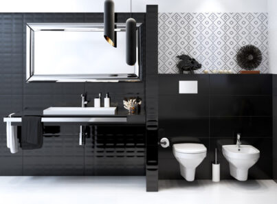 Classic white and black bathroom