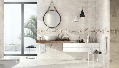 Stone Flowers beige bathroom ceramic tiles