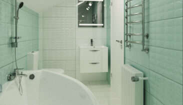 Vivid colors bathroom in white and mint colours
