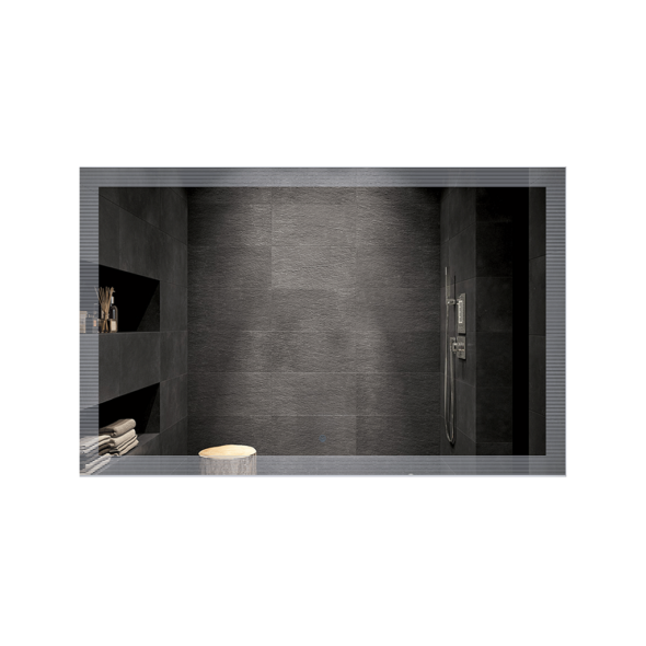 LED 57-inch Bathroom Mirror with Striped Edge
