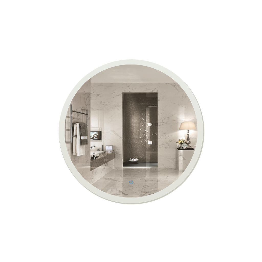 Round Led Bathroom Mirror With Frosted Edge And Anti Fogging 