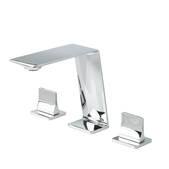 Two Handles Contemporary Bathroom Faucet in Polished Chrome Finish