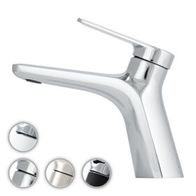 Single Handle Contemporary Bathroom Faucet in Polished Chrome Finish