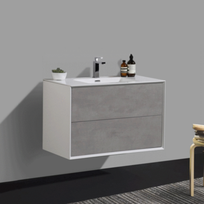 Contemporary Double Drawer Wall Hung Bathroom Vanity 0719