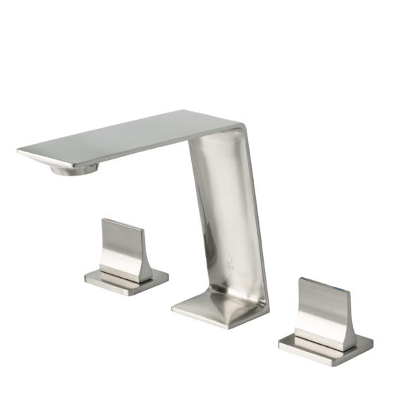 Two Handles Contemporary Bathroom Faucet in Brushed Finish