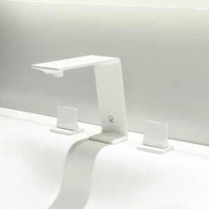 Two Handles Contemporary Bathroom Faucet in Matte White Finish