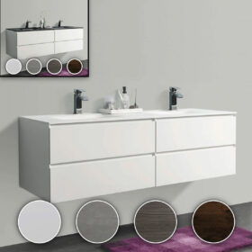 Wall Hung 68-inch Bathroom Vanity, Black or White Bowl Basin