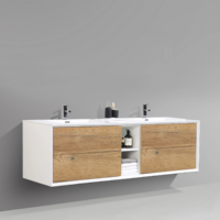 Wall Hung 75-inch Two Double Drawers Bathroom Vanity, rough oak