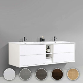 Wall Hung 75inch Bathroom Vanity Two Double Drawers, all colours