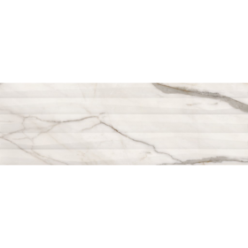 Cosima White Structure Satin wall tile, 16in x 48in