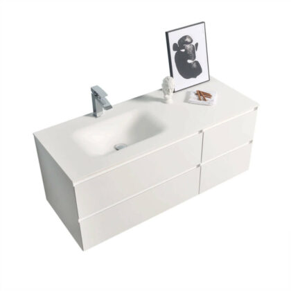Wall Hung Vanity, matte white finish, Matte White Resin, 52in