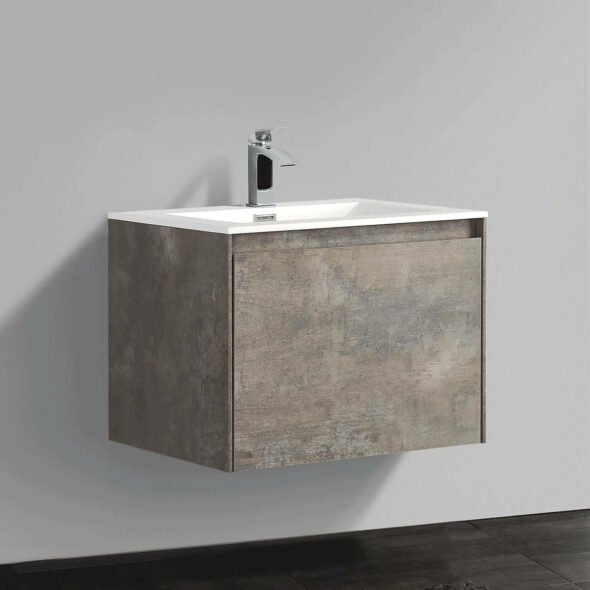 Double Drawer Wall Hung 24 inch Bathroom Vanity, 0756 Rustic Stone