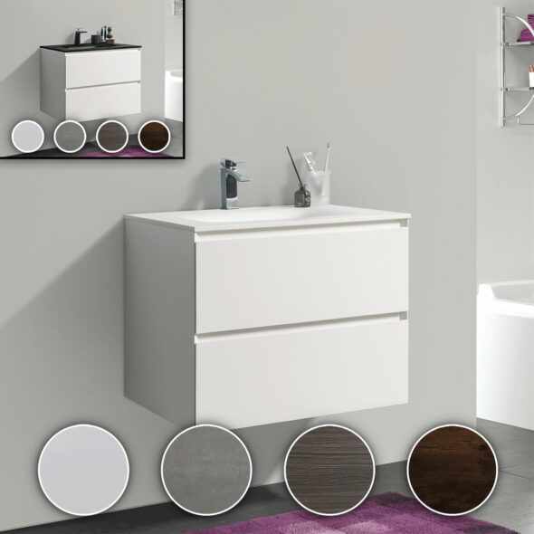 26-inch Double Drawer Wall Hung Bathroom Vanity, 4 colours