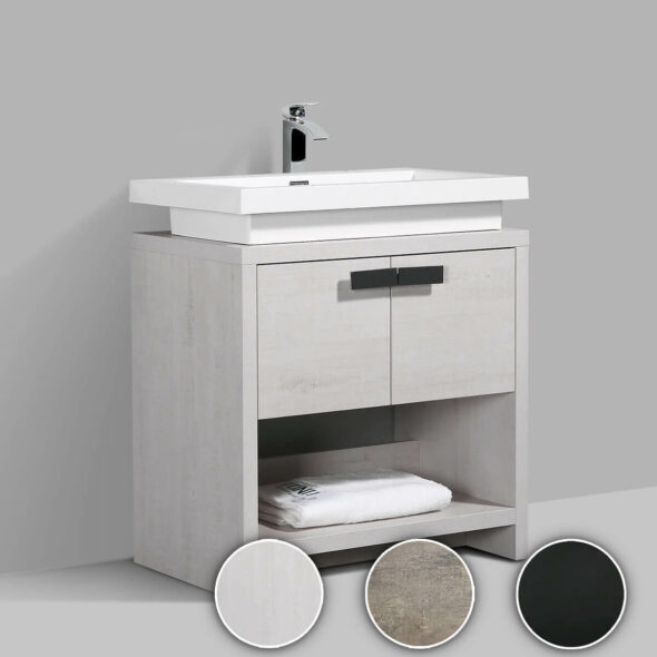 Floor Standing 30-inch Bathroom Vanity cabinet, 3 colours
