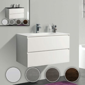 Double Drawer 34-inch Wall Hung Bathroom Vanity, all colours