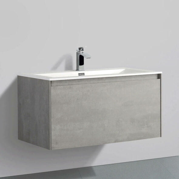 Double Drawer Wall Hung 36-inch Bathroom Vanity set, 0762 Stone Grey