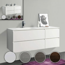 Wall Hung 52-inch Bathroom Vanity, matte White single or double basin