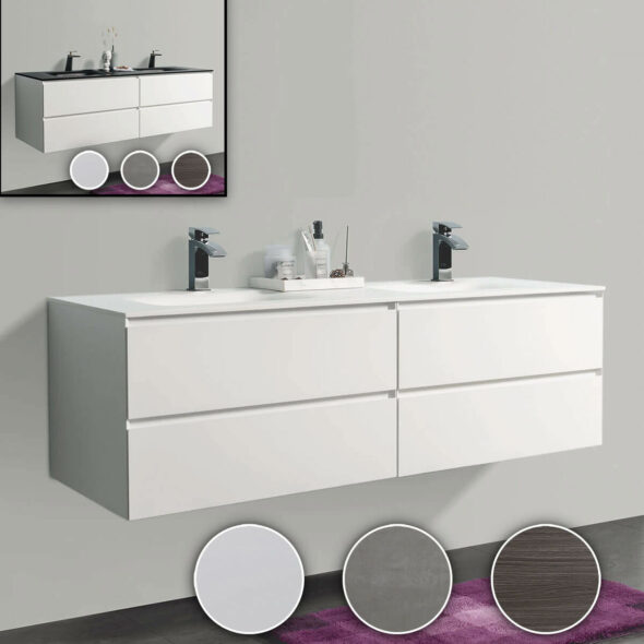 68-inch Double Drawer Wall Hung Bathroom Vanity, double bowl basin