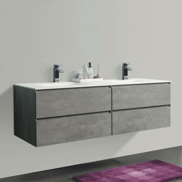 68-inch Stone Grey Double Drawer Wall Hung Bathroom Vanity