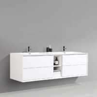 75inch Wall Hung Bathroom Vanity, Gloss White