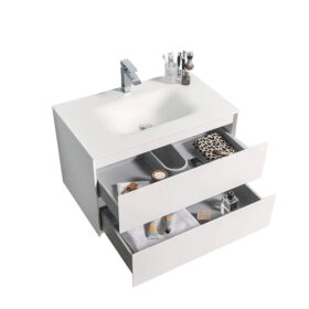 34 inch Double Drawer Wall Hung Bathroom Vanity, White