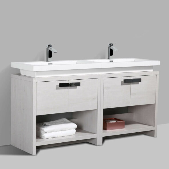 Floor Standing 63 inch Bathroom Vanity, Light Grey