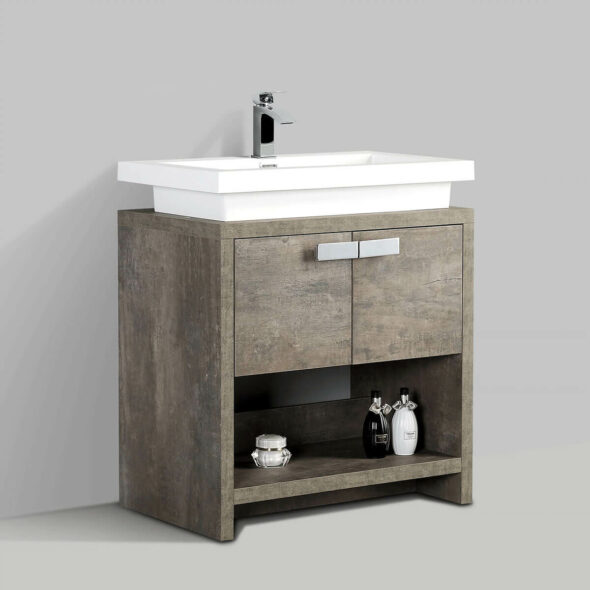 Rustic Stone Finish Floor Standing 30-inch Bathroom Vanity