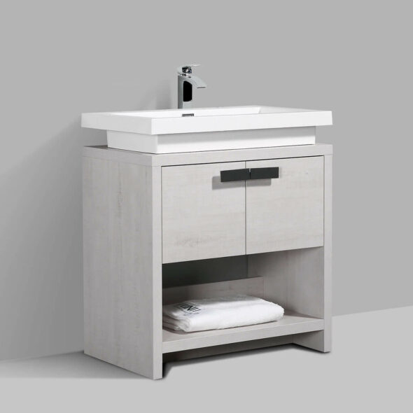 Light Grey Finish Floor Standing 30-inch Bathroom Vanity