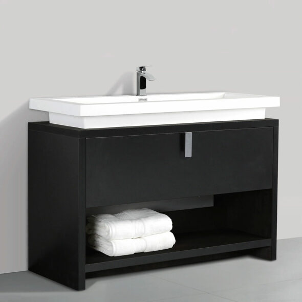Black 0858, Floor Standing 47-inch Bathroom Vanity Cabinet