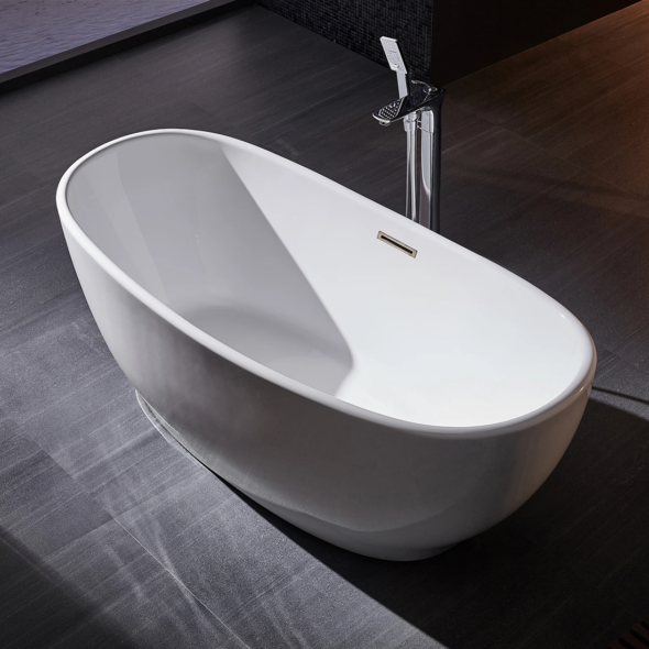 Oval Acrylic Freestanding Bathtub, white gloss