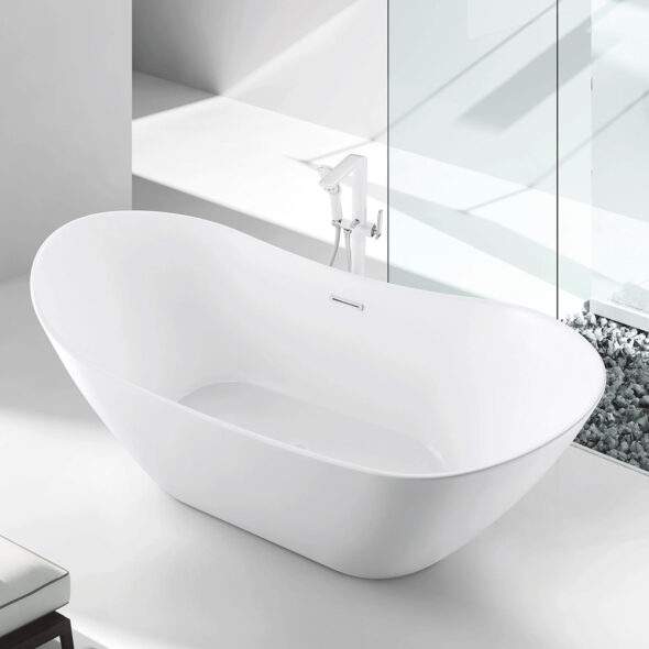 Acrylic Freestanding Bathtub 67-inches, gloss white color