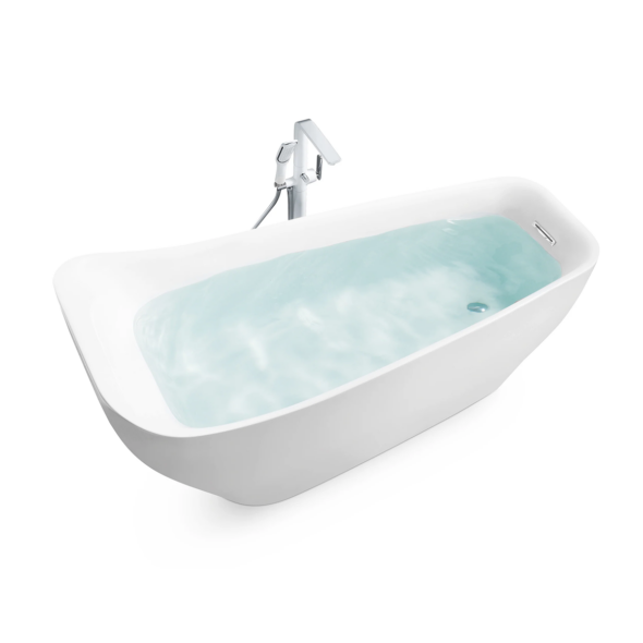 Modern white gloss acrylic bathtub, 67-inches