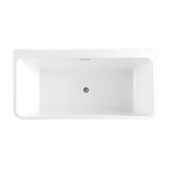 63-inches Acrylic Freestanding Wall Touch Bathtub, gloss white finish