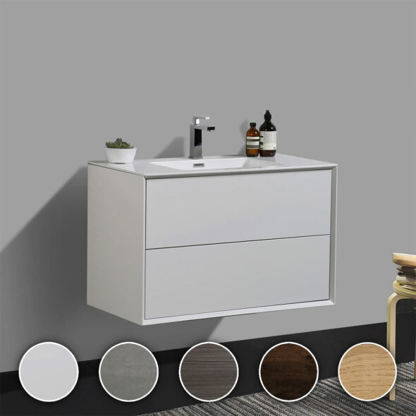 Contemporary Double Drawer Wall Hung Bathroom Vanity