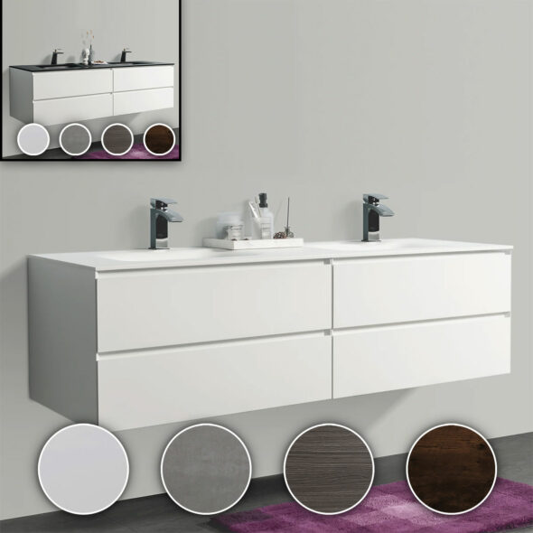 84-inch Double Drawer Wall Hung Bathroom Vanity