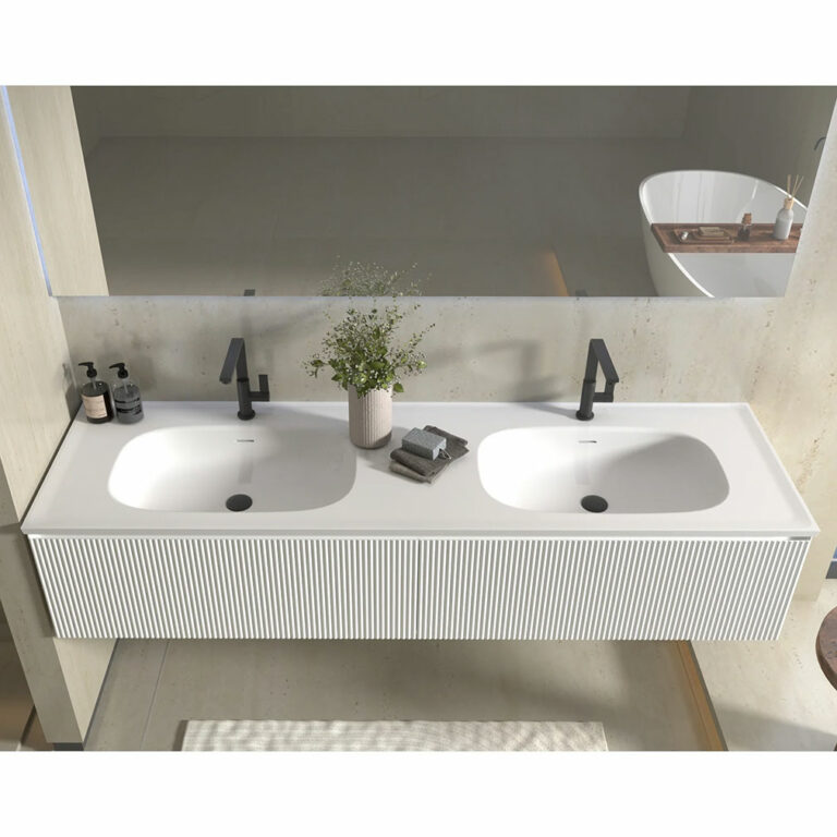 Contemporary 71-inch Single Drawers Wall Hung Bathroom Vanity, White Matte Finish