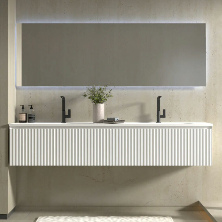 Wall Hung 71-inch Bathroom Vanity, White Matte
